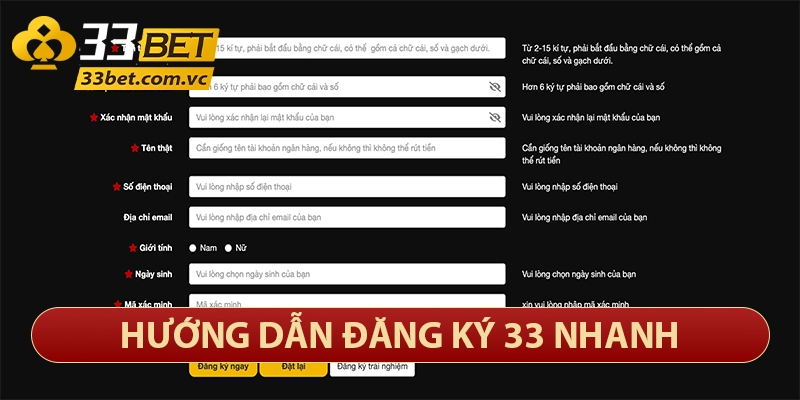 33bet – Thương Hiệu Sòng Bạc Trực Tuyến Lớn Nhất Việt Nam 30 Hướng dẫn đăng ký 33bet nhanh chóng